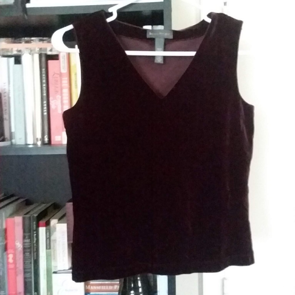 Burgundy stretch velvet sleeveless top
